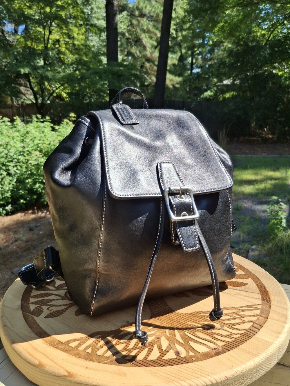 Vintage 2004 Coach Black Leather Legacy Backpack Daypack #9569 - Picture 15 of 15